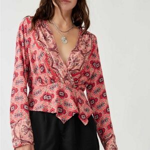 Free People Pink Floral Blouse